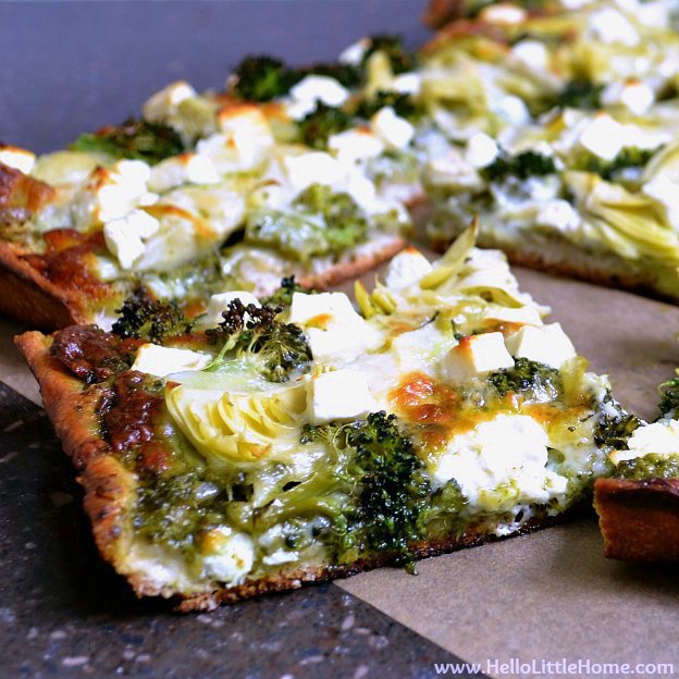 green-pizza-with-pesto-feta-artichokes-broccoli-4NEW-1 Dinner Ideas Served