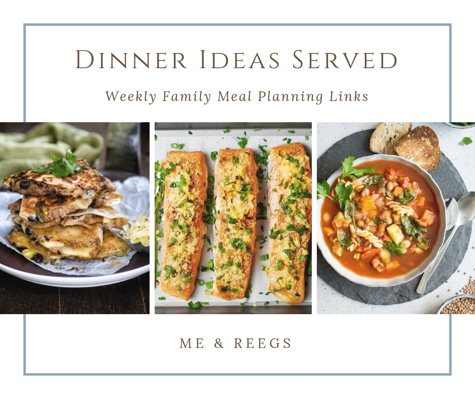 Dinner Ideas Served-salmon-minestrone-soup-pork quesadilla