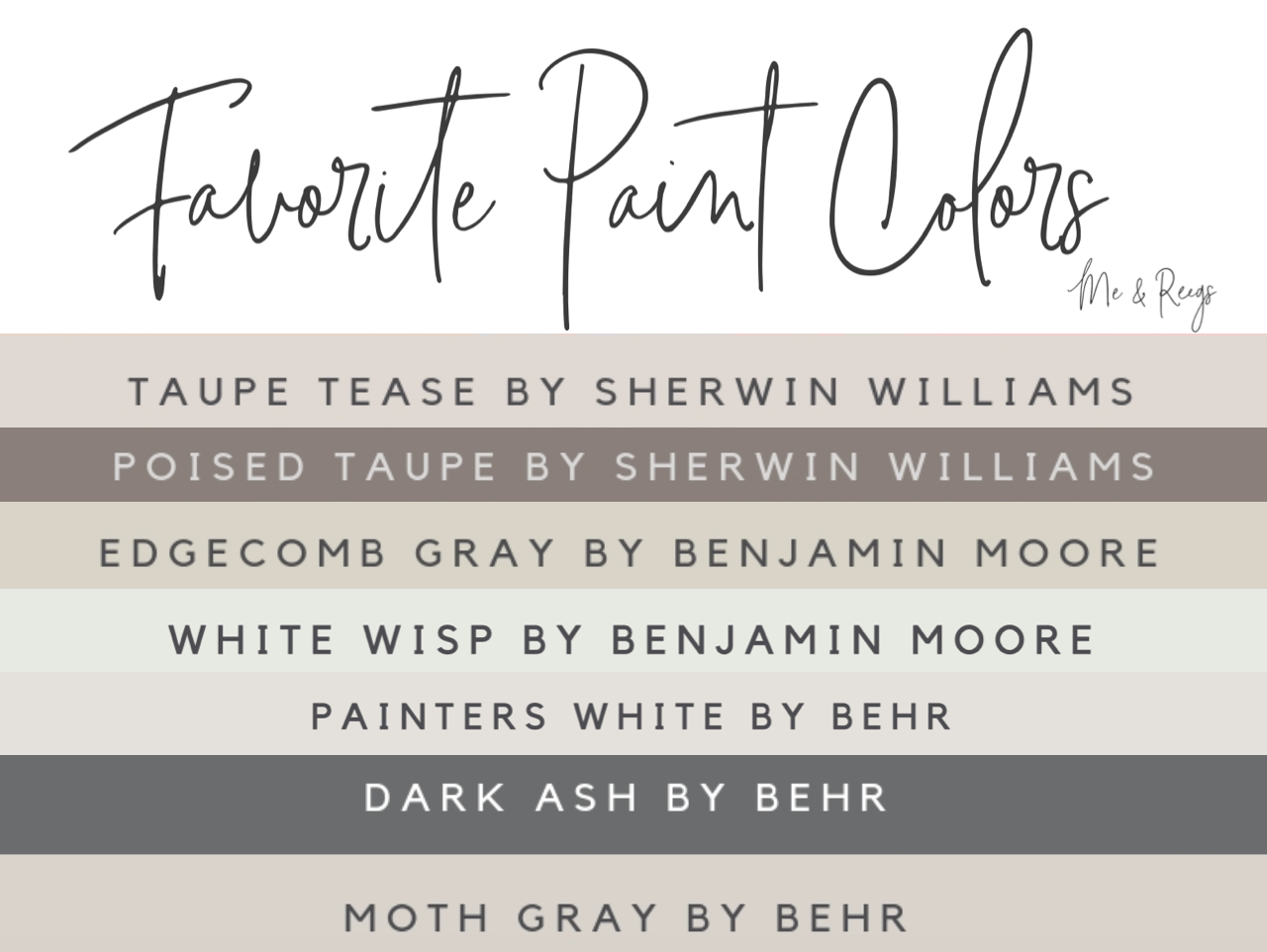 Master-List-Neutral-Paint-Colors-Sherwin-Williams-Behr-Benjamin-Moore-Taupe-Tease-Paised-Taupe-Edgecomb-Gray-Painters-White-Dark-Ashe-Moth-Gray The Best Neutral Paint Colors for Your Home | Master List