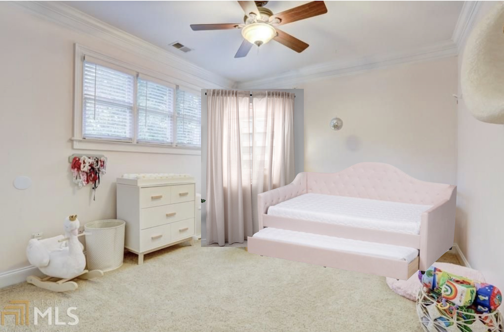 Photoshopping-CVision-Board-Baxton-Studio-Perry-Trungle-Bed-Girls-Room Our Girls Share a Room - and a Full Sized Bed