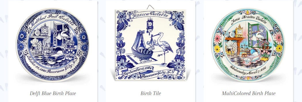 Birth-plate-Options-Family-Tree-Originals Dutch Delft Blue Birth Plate: A Gorgeous Keepsake For Baby